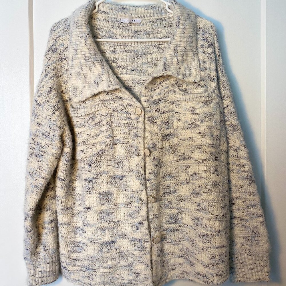 White and Blue Cardigan